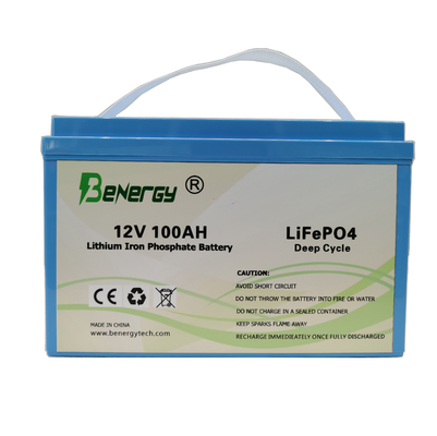Lifepo4 แบตเตอรี่พลังงานแสงอาทิตย์ 12v แบตเตอรี่ลิเธียมแบบชาร์จไฟได้ 12V 100AH